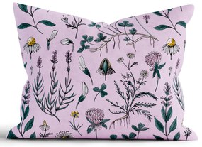 Bavlnená obliečka na vankúš Renforcé 70 × 90 cm - Herbár púdrový