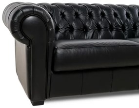 Kožená pohovka CHESTERFIELD - 3P, sivá (Rimini)