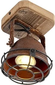 Inteligentný reflektor hrdzavo hnedý s drevom nastaviteľný vrátane WiFi GU10 - Gina