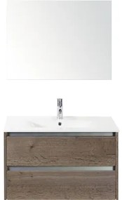 Kúpeľňový nábytkový set Sanox Dante farba čela tabacco ŠxVxH 81 x 170 x 46 cm s keramickým umývadlom a zrkadlom