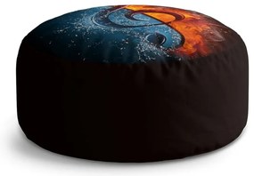 Taburet Circle ohnivý kľúč, čierna