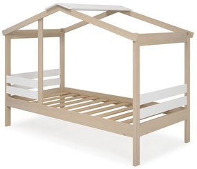 Biela/prírodná domčeková detská posteľ v dekore borovice 90x190 cm Angel - Marckeric