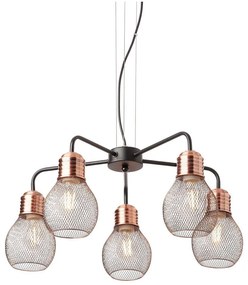 Redo 01-1580 - Luster na lanku EDISON 5xE27/42W/230V priemer 53 cm čierna/medená