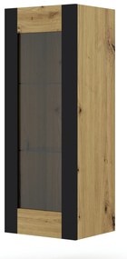 Závesná vitrína Montana (dub artisan + matná čierna). Akcia -20%. Vlastná spoľahlivá doprava až k Vám domov. 1085841