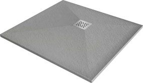 Mexen Stone+ kompozitová štvorcová sprchová vanička 90 x 90 cm, sivá-betón - 44619090