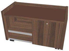 Mobilný kontajner Verno 100 x 50 cm so sklom, pravý, orech / hnedá