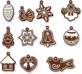 DECOLED Sada drobných vánočních ozdob, 3 × 4 cm, plast, balení 11 ks