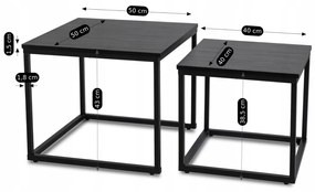 PROXIMA.store - Loftový set konferenčných stolíkov TEVET FARBA: čierny mramor, FARBA NÔH: čierna