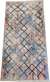 Moderný koberec Banco 1022-MULTI béžovo-sivý so štvorcovým vzorom Rozmer: 75x150 cm