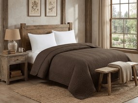 Zamatový prehoz na posteľ ARROW VELVET, tmavohnedý Rozmer: 170 x 210 cm