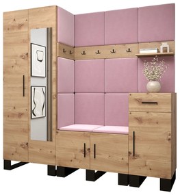 Predsieňová zostava Amanda 13 (dub artisan + ružová). Vlastná spoľahlivá doprava až k Vám domov. 1085966