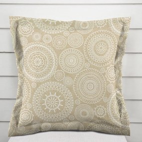 Biante Dekoračná obliečka na vankúš s lemom Leona LN-170 Biele mandaly na režnom 60 x 60 cm