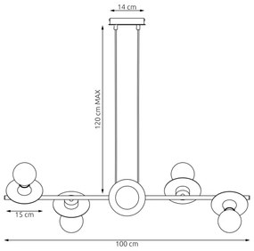 Luster na lanku TOKEN 6xE27/15W/230V oranžová