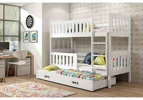 Detská poschodová posteľ KUBUS s výsuvnou posteľou 80x190 cm - biela Biela