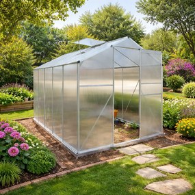 Skleník so základňou BestBerg BBGH-1006S / 5,95 m² / 313 × 190 × 194 cm / strieborná