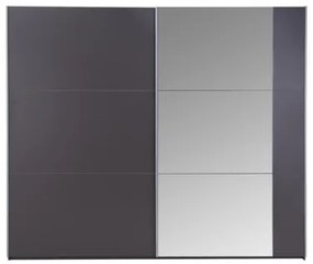 Skriňa s posuvnými dverami grafitová BASTIA 250 so zrkadlom