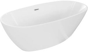 Mexen Eris, voľne stojaca vaňa 155 x 80 cm, biela, chrómový prepad, 53441558000-01