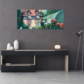 Obraz - Gustave Caillebotte, Dahlias, Garden at Petit Gennevilliers, reprodukcia (120x50 cm)