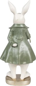 Dekorácia biely králik v kabáte s palicou - 12*9*26 cm