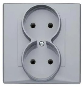Dvojitá zásuvka bez uzemnenia popolavá