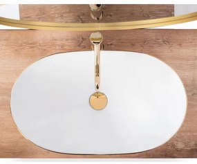 REA-U8570 - Umývadlo na dosku ROYAL 36x62 cm keramika/lesklá biela/zlatá