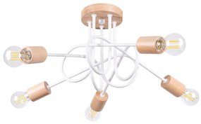 Stropné svietidlo Ember 5, drevené telo svietidla, w