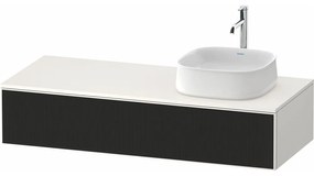 DURAVIT Zencha závesná skrinka pod umývadlo na dosku (umývadlo vpravo), 1 zásuvka, 1300 x 550 x 281 mm, čierna líniová štruktúra/biela super matná, ZE4812R63840000