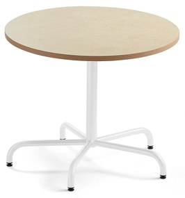 Stôl PLURAL, Ø 900x720 mm, linoleum - béžová, biela
