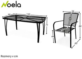 Noela Záhradná kovová zostava Lana + 6x kovová stolička Lana steel ZWMC-19