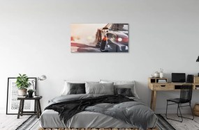 Obraz na skle Čierne auto light 125x50 cm