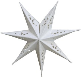 Biela papierová hviezda s glitrami Vintage - 13 cm