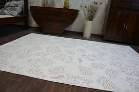 Koberec SIZAL FLAT 48774/526 Lístky vtákov krém ružový