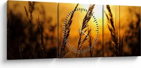 Obraz zapadajúceho slnka (s hodinami) (90x30 cm)