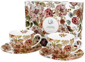 Porcelánová šálka s podšálkou Pastel Flowers 280 ml sada 2ks