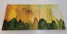 5-dielny obraz zelené asymetrické stromy