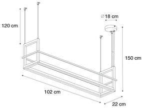 Závesné svietidlo čierne s poličkou vrátane LED 3-stupňovo stmievateľné - Cage Rack