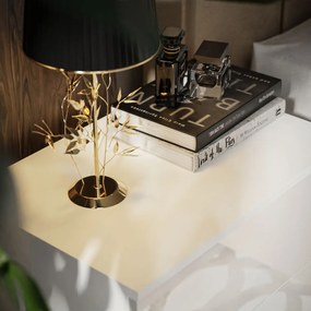 NOČNÝ STOLÍK SANTINO BIELY LESK + CHRÓMOVÉ NOŽIČKY + LED