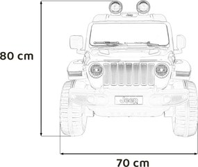 Ramiz Jeep Wrangler Rubicon na batérie pre deti červený + diaľkové ovládanie + rádio MP3 LED + kolesá EVA
