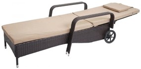 Lehátko Carrara, polyratan / hliník - hnedá, béžový vankúš