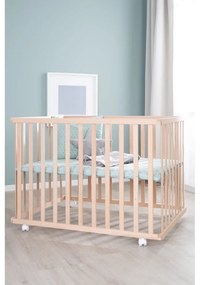 Detská ohrádka s nastaviteľnou výškou/na kolieskach 75x100 cm v prírodnej farbe Style – Roba