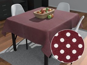 Biante Bavlnený štvorcový obrus Sandra SA-339 Biele bodky na tmavo červenom 130x130 cm