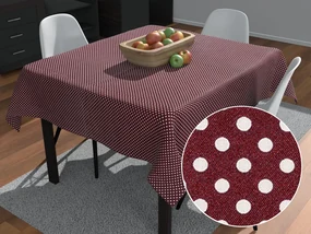 Biante Bavlnený štvorcový obrus Sandra SA-339 Biele bodky na tmavo červenom 80x80 cm