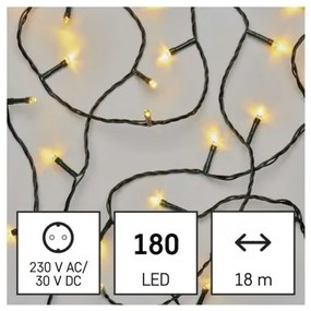 LED vianočná reťaz, 18 m, vonkajšia aj vnútorná, teplá biela, programy