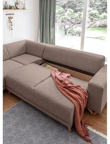 Hnedá rozkladacia/s úložným priestorom rohová pohovka (ľavý roh/do L) Classy Sophie – Miuform