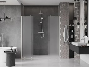 Mexen Velar L Duo, posuvné sprchové dvere do otvoru 200 cm, 8mm sklo námraza, brúsená oceľ, 871-200-003-32-97