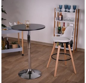 Kondela Barový stôl s nastaviteľnou výškou, čierna, priemer 60 cm, BRANY 2 NEW
