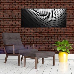 Abstraktný obraz - čiernobiela špirála (120x50 cm)