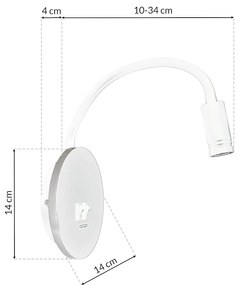 Nástenné LED svietidlo Base, 1x LED 8+2w, 4000k, w, o, vypínač