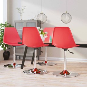 Otočné jedálenské stoličky 4 ks červené PP