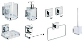 Samodržiaca plastová súprava doplnkov do kúpeľne v lesklo striebornej farbe Quadro – Wenko
